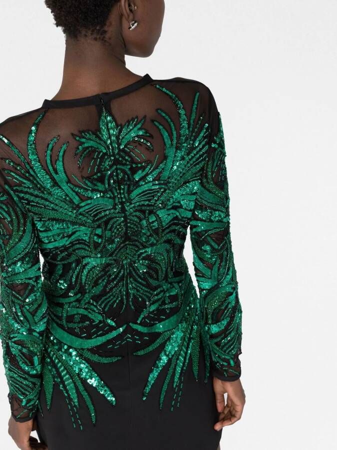 Elie Saab Mini-jurk met geborduurde kralen Groen