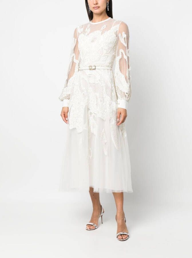 Elie Saab Mini-jurk met geborduurde kralen Wit