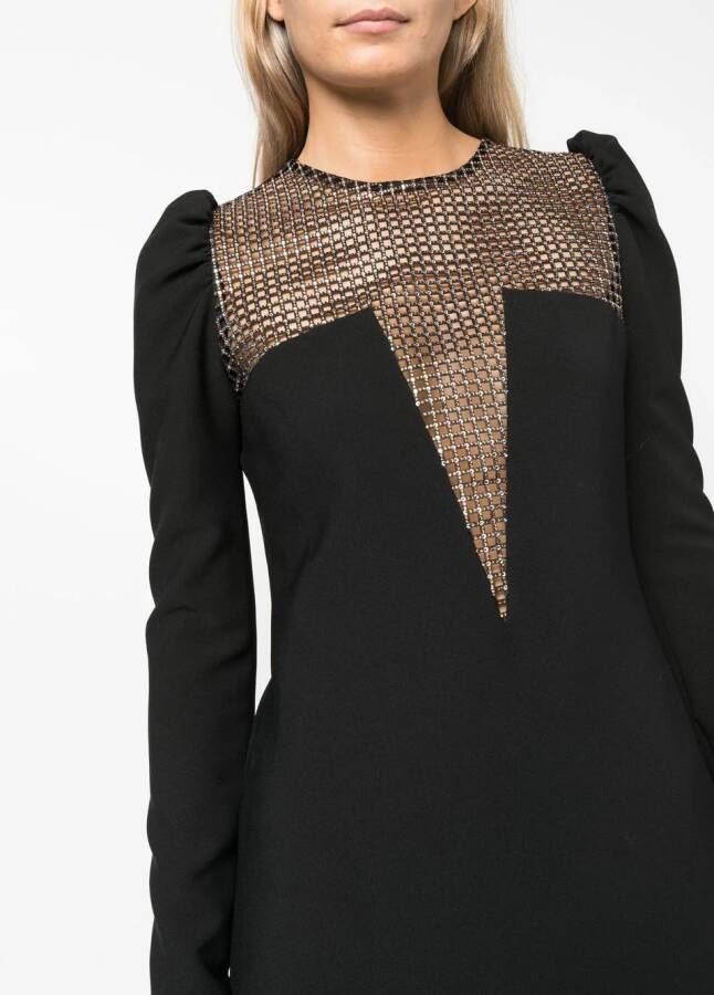 Elie Saab Mini-jurk verfraaid met kristallen Zwart