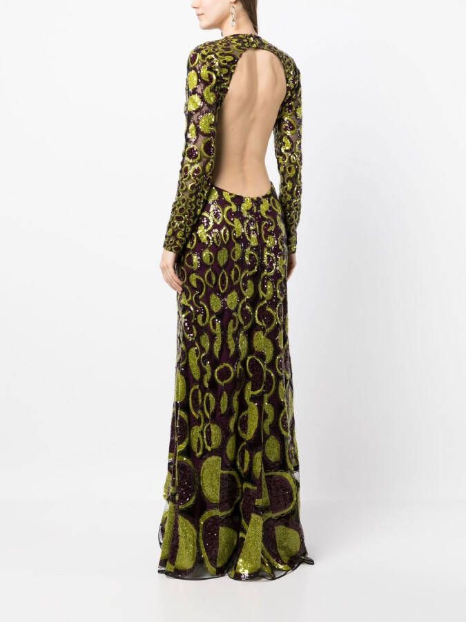 Elie Saab Avondjurk met open rug Groen