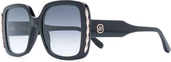 Elie Saab oversized vierkante zonnebril Zwart