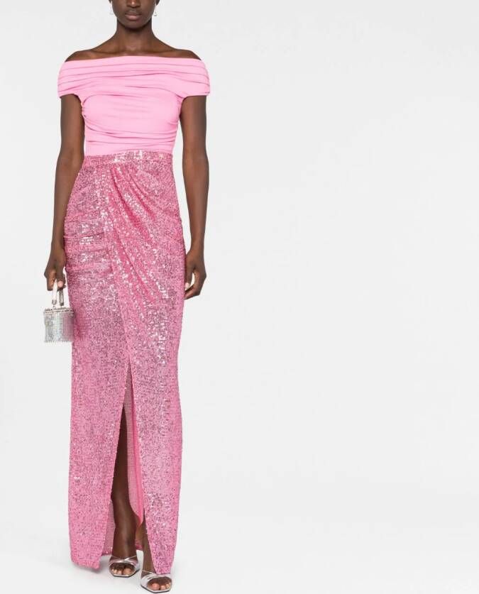 Elisabetta Franchi Asymmetrische avondjurk Roze