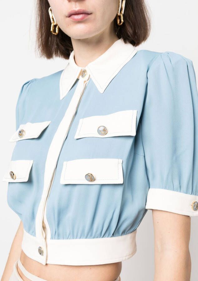 Elisabetta Franchi Cropped blouse Blauw