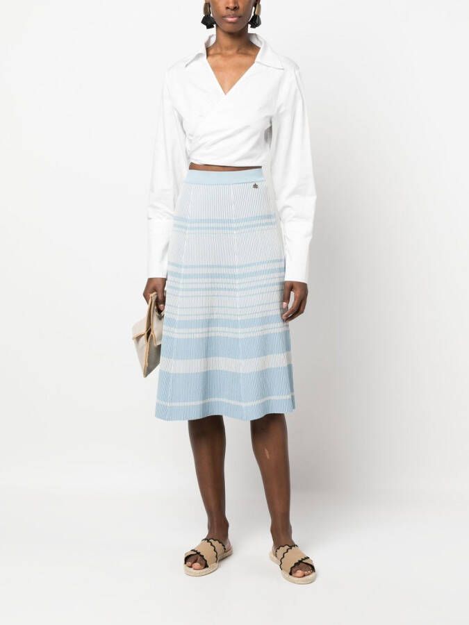 Elisabetta Franchi Geribbelde rok Blauw
