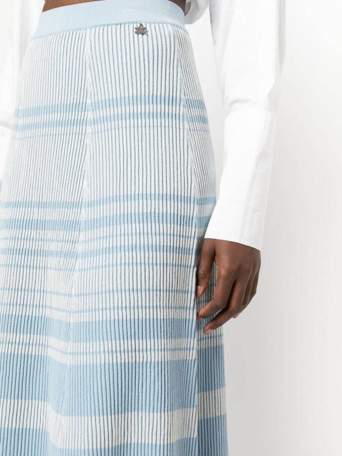 Elisabetta Franchi Geribbelde rok Blauw