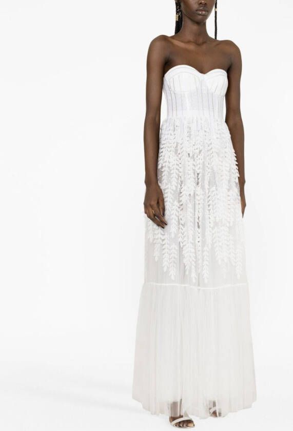 Elisabetta Franchi Jurk met bloemenpatch Wit