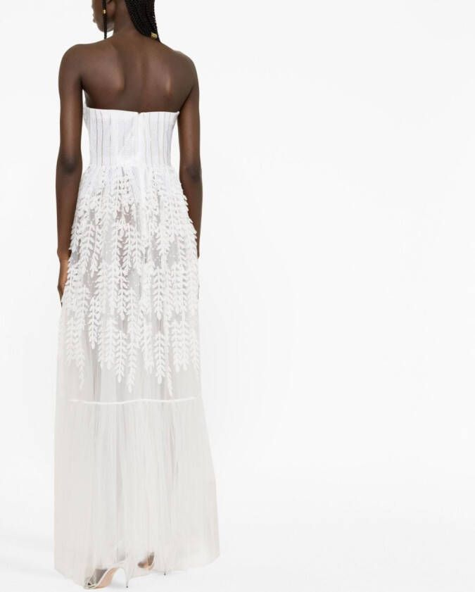 Elisabetta Franchi Jurk met bloemenpatch Wit