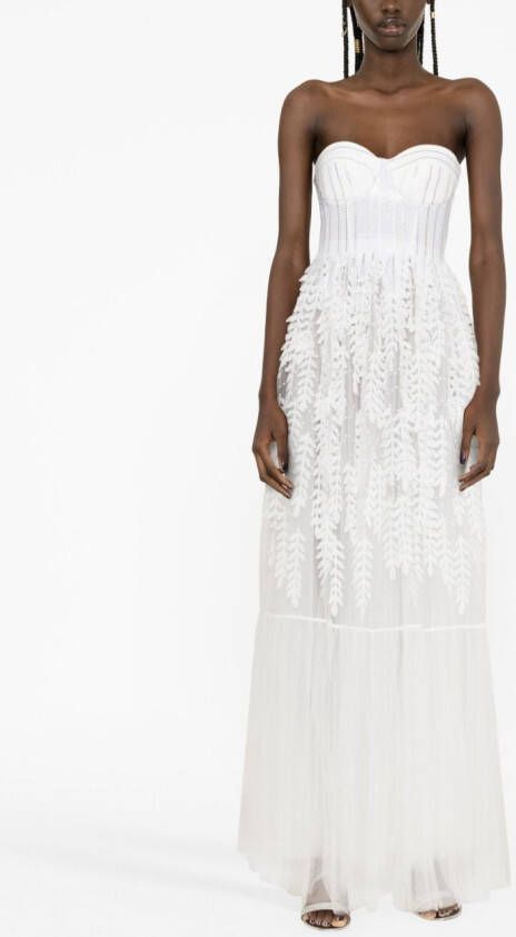 Elisabetta Franchi Jurk met bloemenpatch Wit