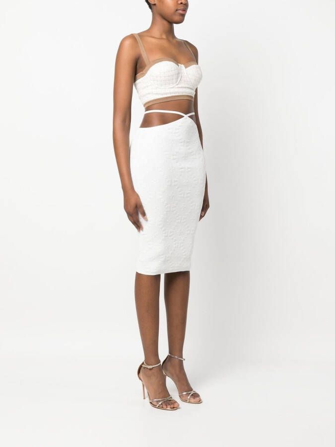 Elisabetta Franchi Ribgebreide rok Wit