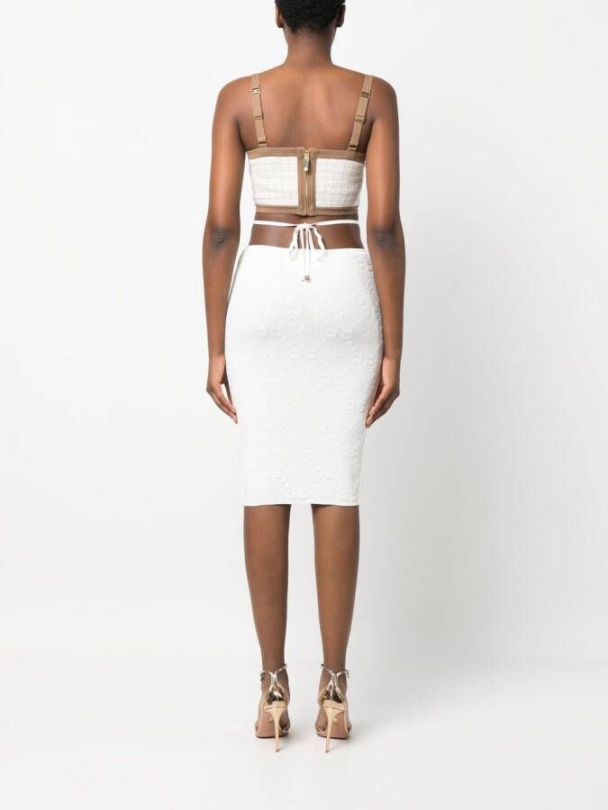 Elisabetta Franchi Ribgebreide rok Wit