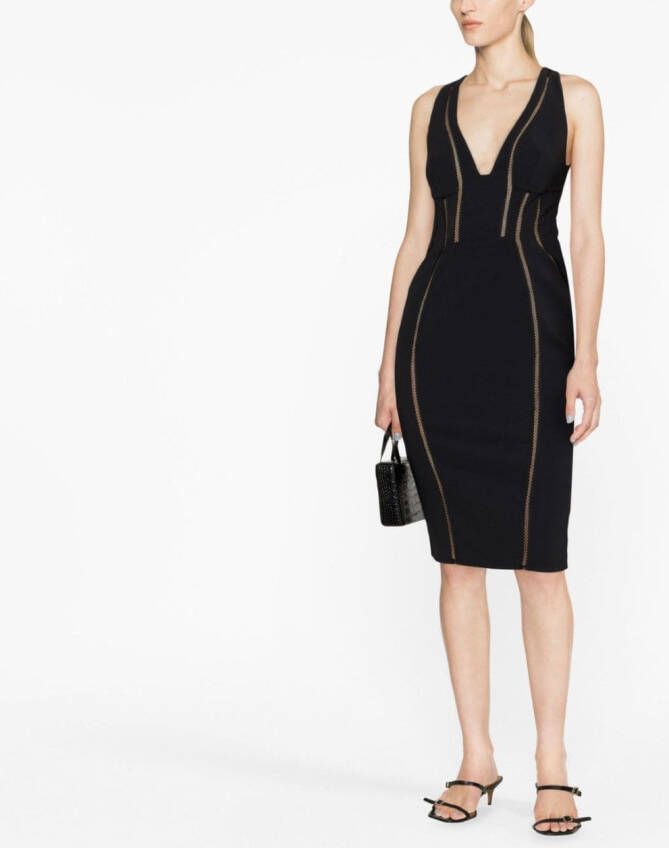 Elisabetta Franchi Mouwloze midi-jurk Zwart