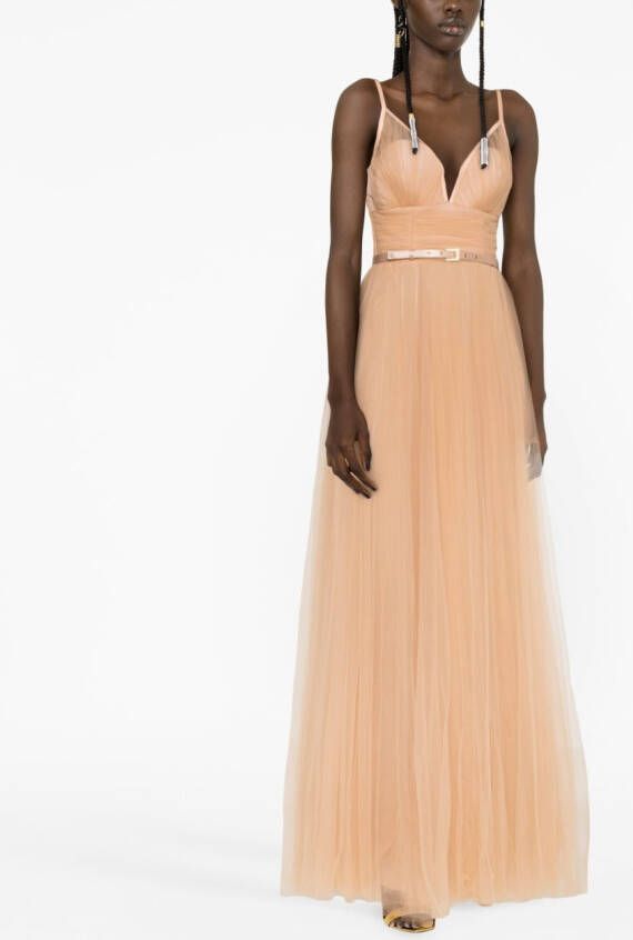 Elisabetta Franchi Tulen jurk Beige