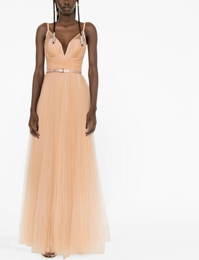 Elisabetta Franchi Tulen jurk Beige