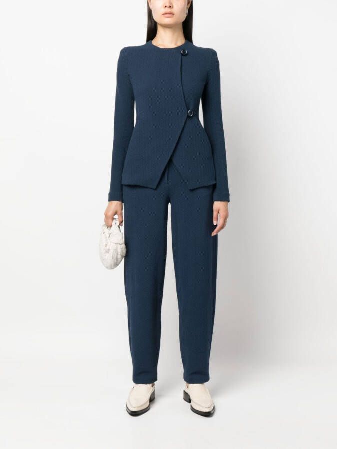 Emporio Armani Broek met chevron patroon Blauw