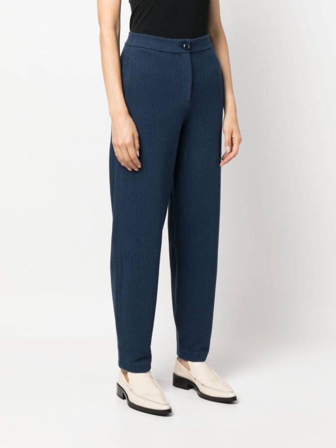 Emporio Armani Broek met chevron patroon Blauw