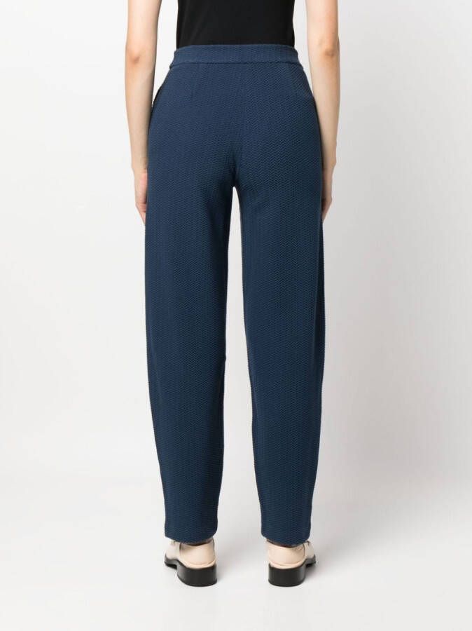 Emporio Armani Broek met chevron patroon Blauw