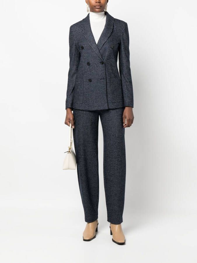 Emporio Armani Geruite blazer Blauw