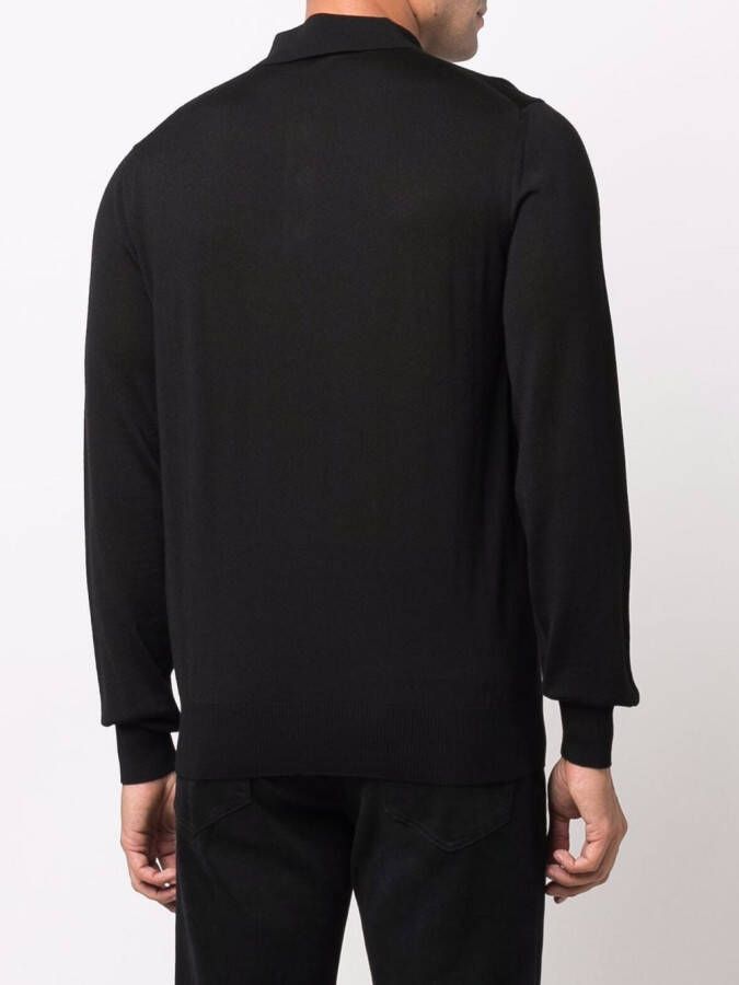 Emporio Armani Gebreid poloshirt Zwart
