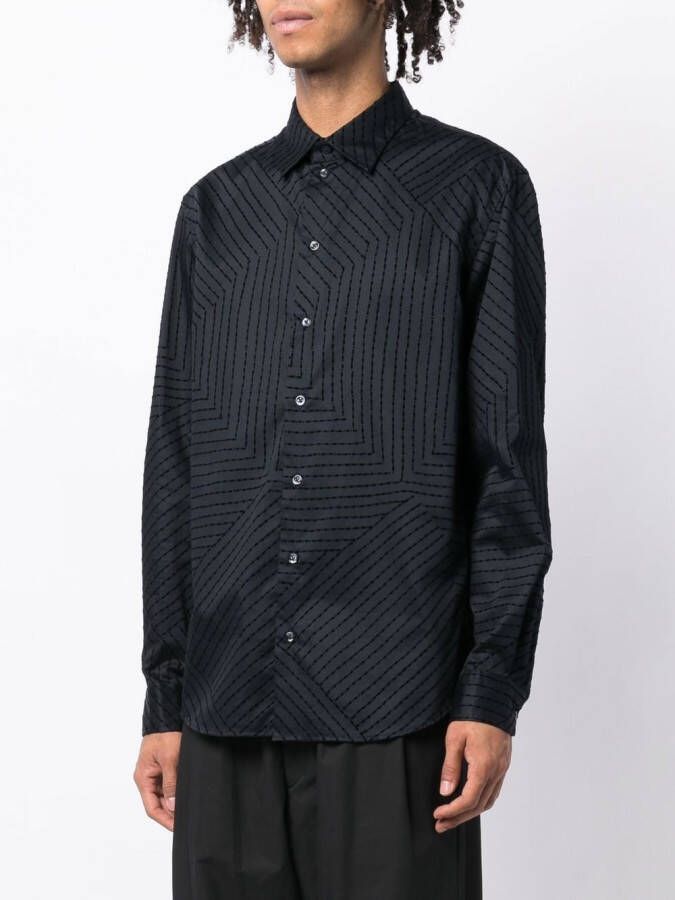 Emporio Armani geometric-print long-sleeve shirt Blauw