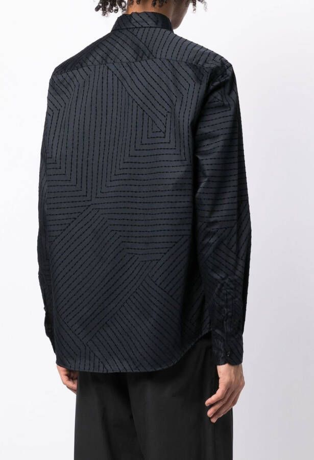 Emporio Armani geometric-print long-sleeve shirt Blauw