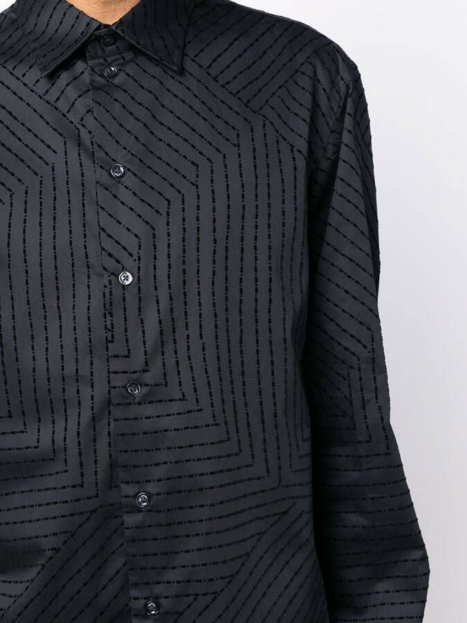 Emporio Armani geometric-print long-sleeve shirt Blauw