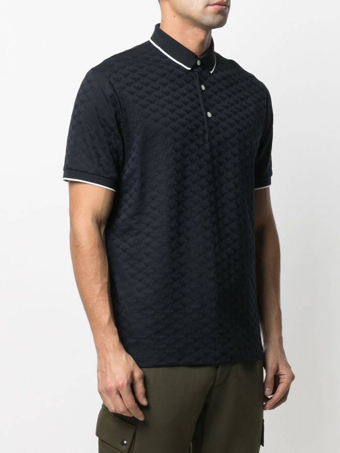 Emporio Armani Getextureerd poloshirt Blauw