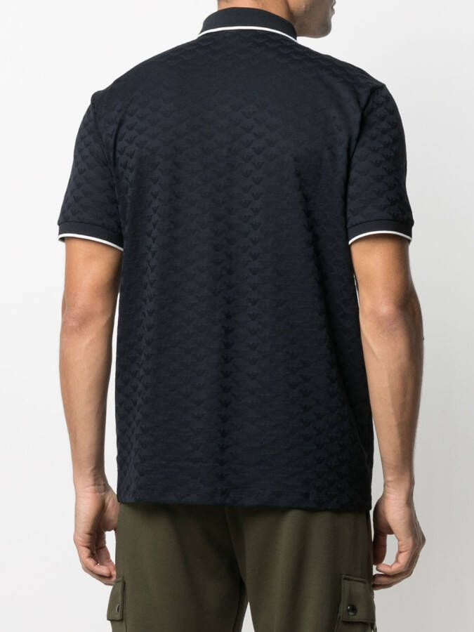 Emporio Armani Getextureerd poloshirt Blauw