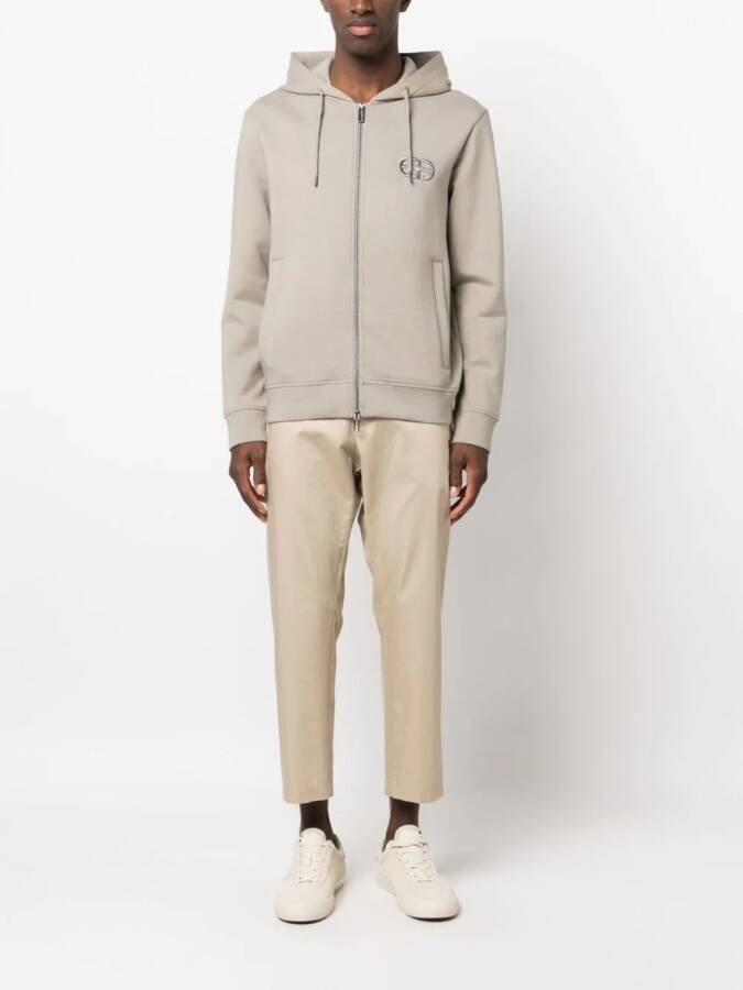 Emporio Armani Hoodie met geborduurd logo Grijs