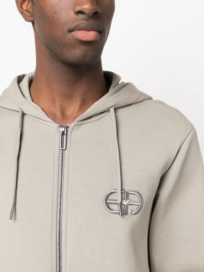 Emporio Armani Hoodie met geborduurd logo Grijs