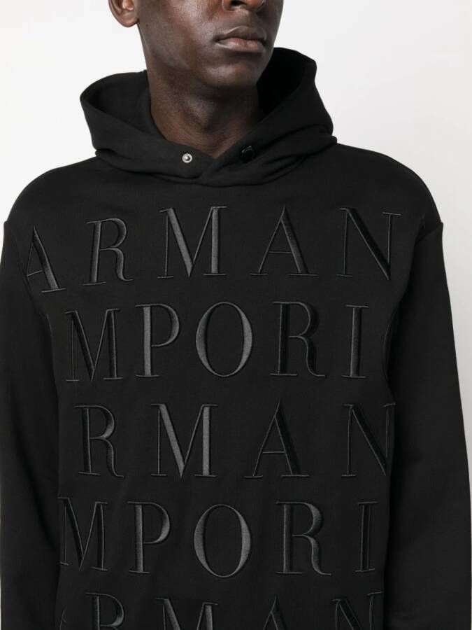 Emporio Armani Hoodie met geborduurd logo Zwart