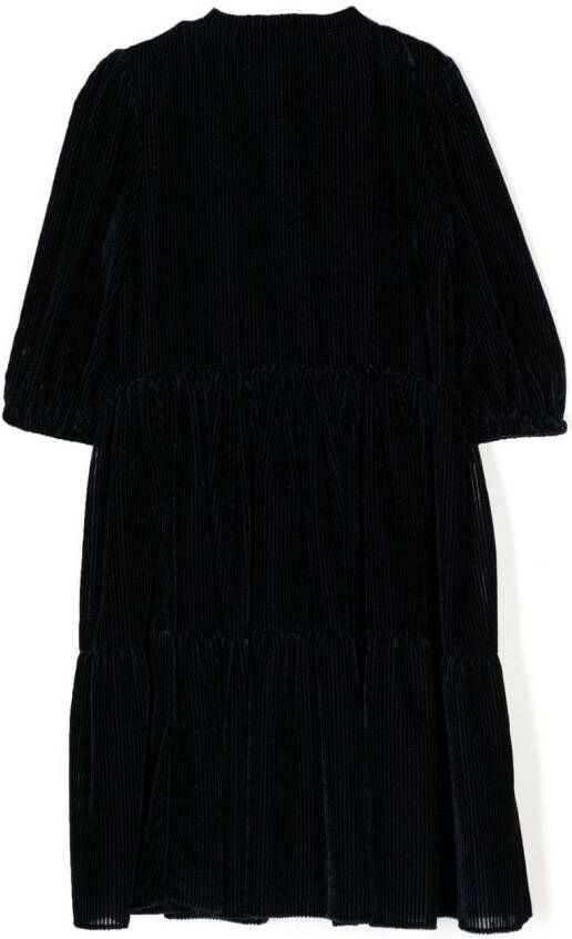 Emporio Armani Kids Ribfluwelen blousejurk Zwart