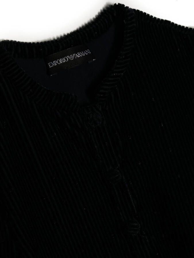 Emporio Armani Kids Ribfluwelen blousejurk Zwart