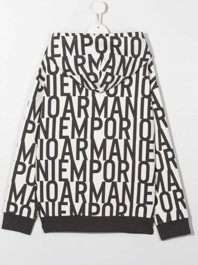 Emporio Armani Kids Hoodie met logoprint Wit