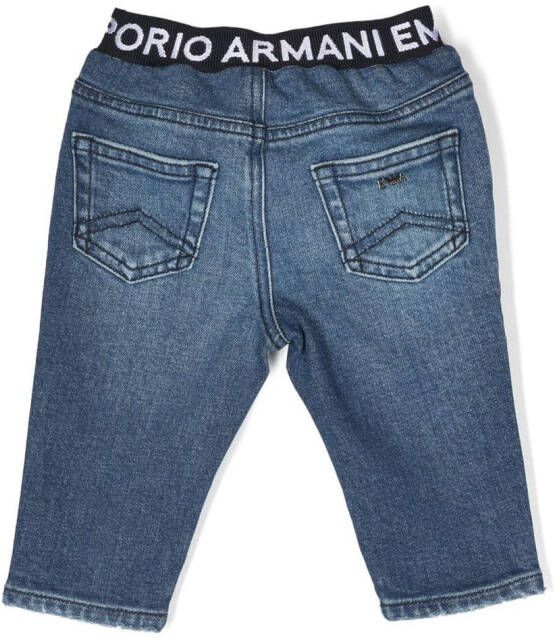 Emporio Armani Kids Jeans met logoband Blauw