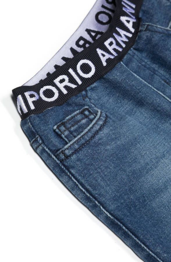 Emporio Armani Kids Jeans met logoband Blauw