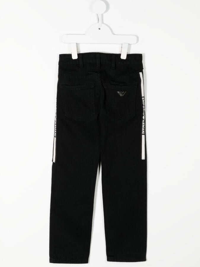 Emporio Armani Kids Jeans met logoband Zwart