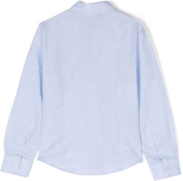 Emporio Armani Kids Linnen shirt Blauw