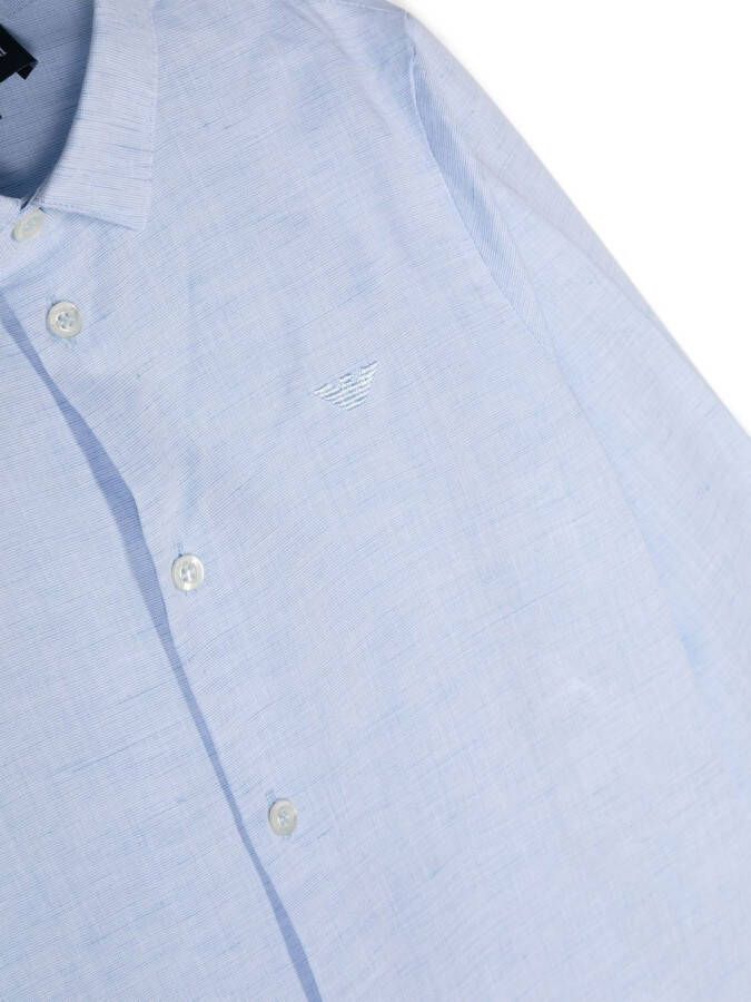 Emporio Armani Kids Linnen shirt Blauw