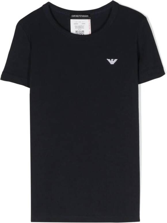 Emporio Armani Kids T-shirt met geborduurd logo Blauw