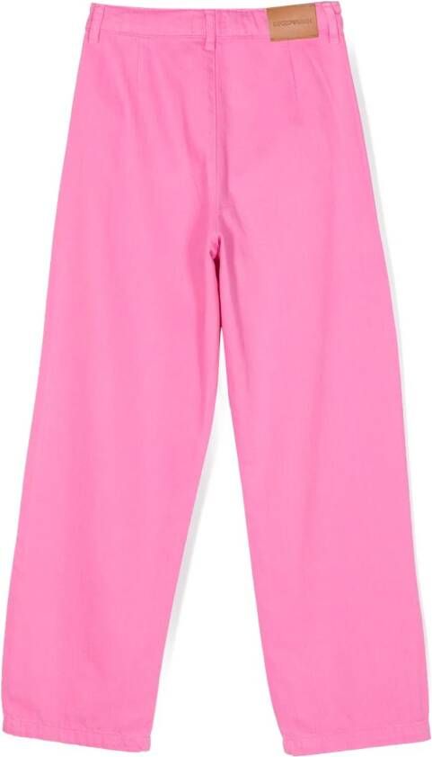 Emporio Armani Kids Jeans met geborduurd logo Roze
