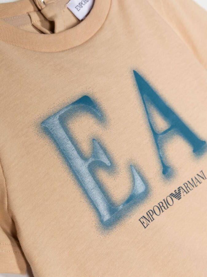 Emporio Armani Kids T-shirt met logoprint Beige
