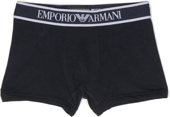 Emporio Armani Kids Twee boxershorts met logoband Blauw