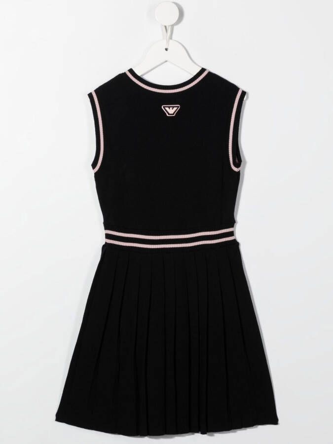 Emporio Armani Kids Midi-jurk met contrasterende afwerking Zwart