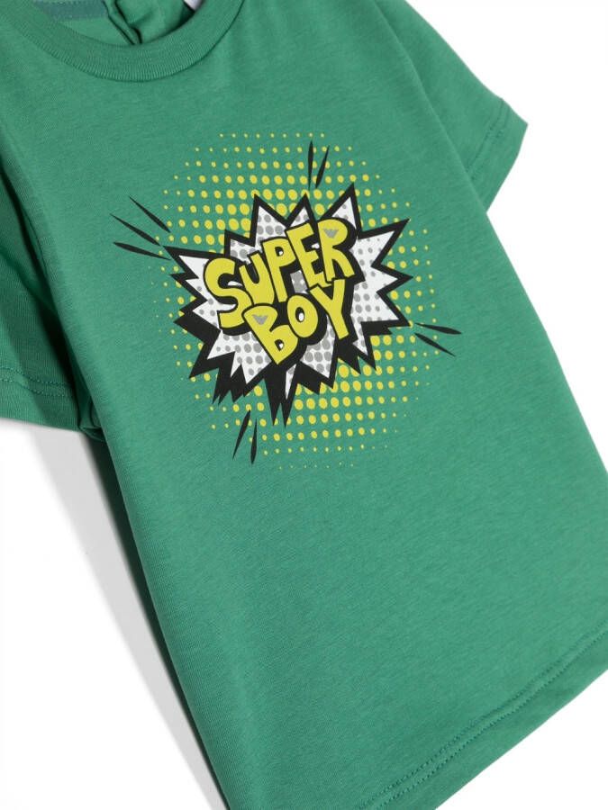 Emporio Armani Kids Katoenen T-shirt Groen