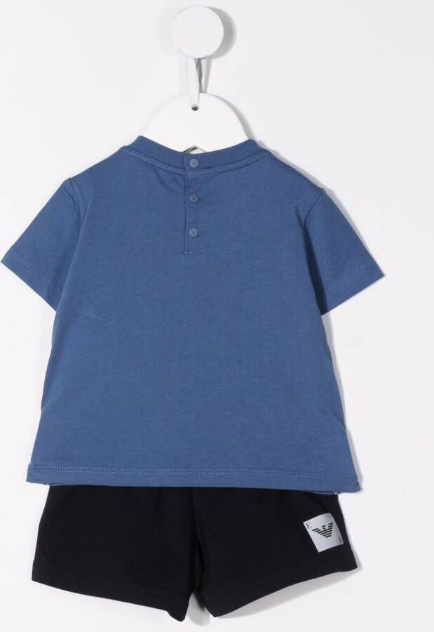 Emporio Armani Kids T-shirt en shorts met logoprint Blauw