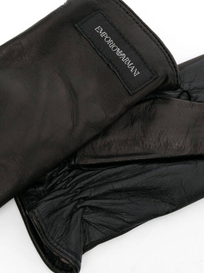Emporio Armani Leren handschoenen Zwart