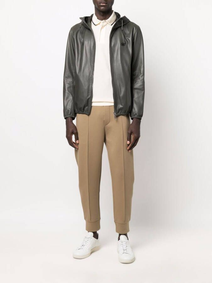 Emporio Armani Leren jack Groen