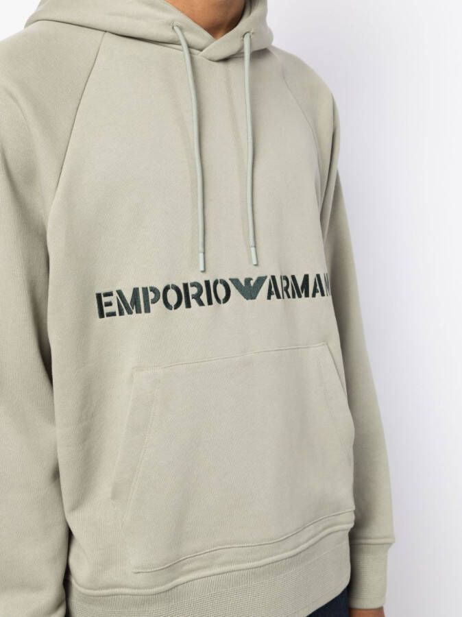 Emporio Armani Hoodie met geborduurd logo Groen