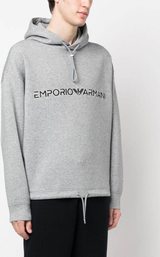 Emporio Armani Hoodie met geborduurd logo Grijs