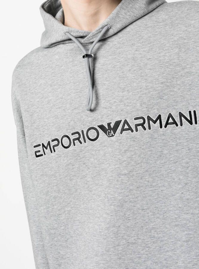 Emporio Armani Hoodie met geborduurd logo Grijs